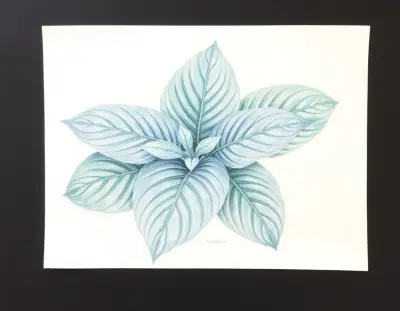 AI-generated watercolor illustration of Hosta 'Gunther' (not a photograph)