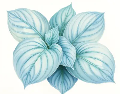 AI-generated watercolor illustration of Hosta 'Gunther's Reward' (not a photograph)