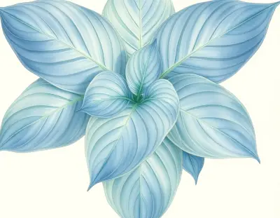 AI-generated watercolor illustration of Hosta 'Hairline Fracture' (not a photograph)