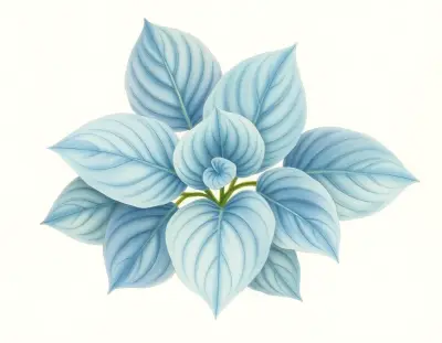 AI-generated watercolor illustration of Hosta 'Halcyon Harmony' (not a photograph)