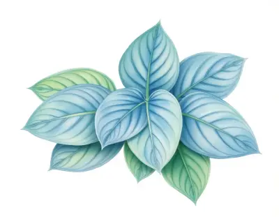 AI-generated watercolor illustration of Hosta 'Happy Valley' (not a photograph)