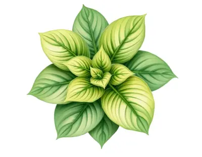 AI-generated watercolor illustration of Hosta 'Harvest Desire' (not a photograph)