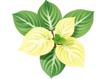 AI-generated watercolor illustration of Hosta 'Heart and Soul' (not a photograph)