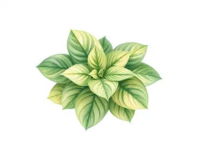 AI-generated watercolor illustration of Hosta 'Herbie Rocks' (not a photograph)