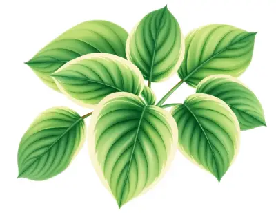 AI-generated watercolor illustration of Hosta 'High Diver' (not a photograph)