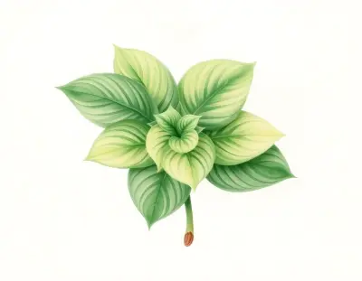 AI-generated watercolor illustration of Hosta 'High Wire' (not a photograph)