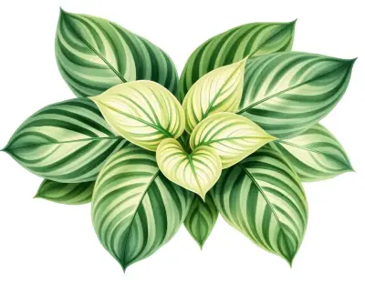 AI-generated watercolor illustration of Hosta 'Hirao Majesty' (not a photograph)