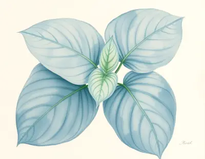 AI-generated watercolor illustration of Hosta 'Holy Smokes!' (not a photograph)