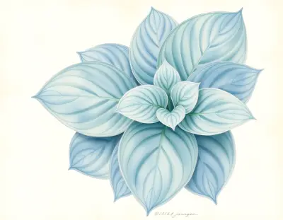 AI-generated watercolor illustration of Hosta 'Honey Hill Sidewalk Chalk' (not a photograph)