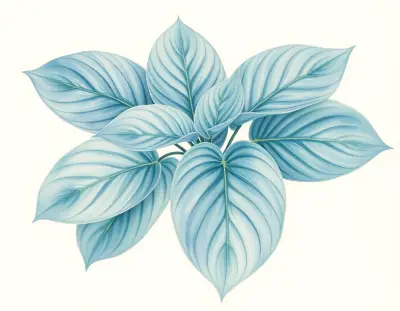 AI-generated watercolor illustration of Hosta 'Hub City' (not a photograph)
