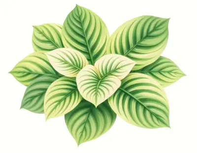 AI-generated watercolor illustration of Hosta 'Humpback Whale' (not a photograph)