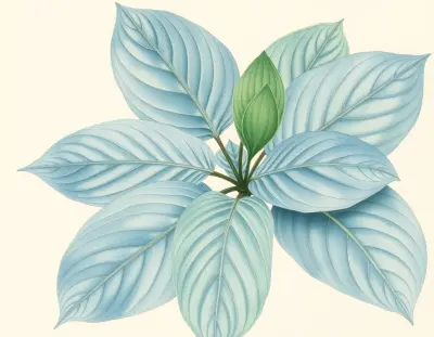 AI-generated watercolor illustration of Hosta 'Huron Blue' (not a photograph)