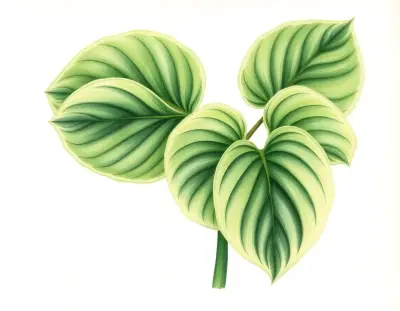 AI-generated watercolor illustration of Hosta 'Ice Age' (not a photograph)