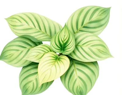 AI-generated watercolor illustration of Hosta 'Inland Sea' (not a photograph)
