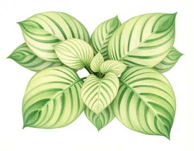 AI-generated watercolor illustration of Hosta 'Innovation' (not a photograph)