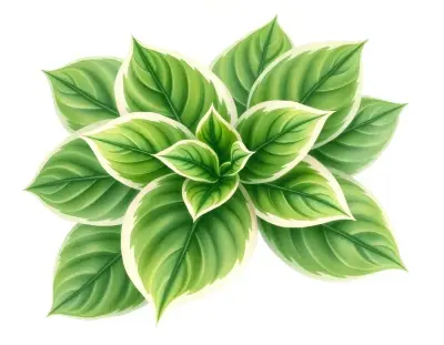 AI-generated watercolor illustration of Hosta 'Instant Gratification' (not a photograph)