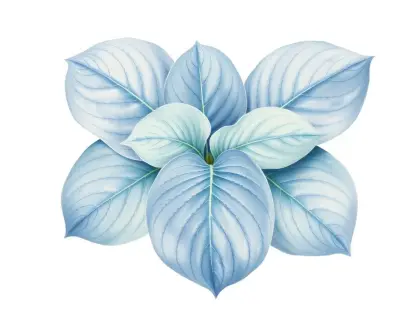 AI-generated watercolor illustration of Hosta 'Iroquois' (not a photograph)