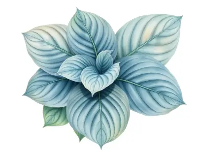 AI-generated watercolor illustration of Hosta 'Jay B. Abendroth' (not a photograph)