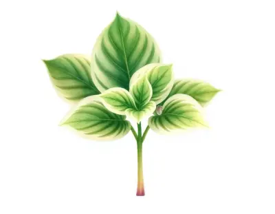 AI-generated watercolor illustration of Hosta 'Jazzy' (not a photograph)