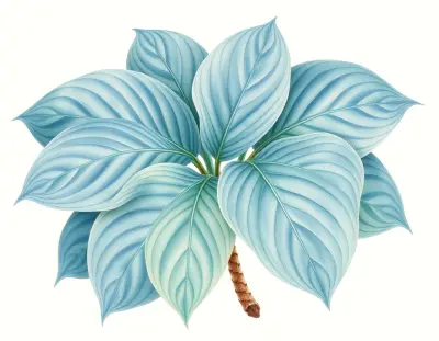AI-generated watercolor illustration of Hosta 'Je me souviens' (not a photograph)