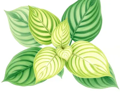 AI-generated watercolor illustration of Hosta 'Jelly Belly' (not a photograph)