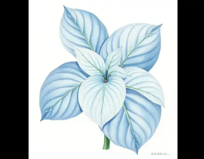 AI-generated watercolor illustration of Hosta 'Jelly Roll Blues' (not a photograph)