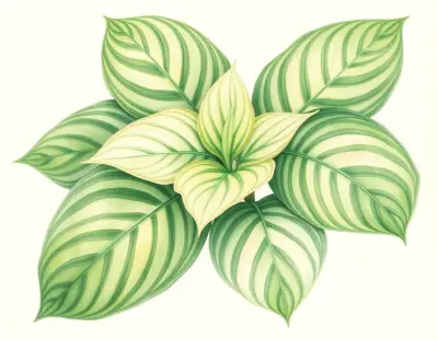 AI-generated watercolor illustration of Hosta 'Jennifer's Angel' (not a photograph)