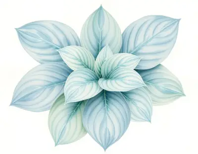 AI-generated watercolor illustration of Hosta 'Jerry's Jest' (not a photograph)