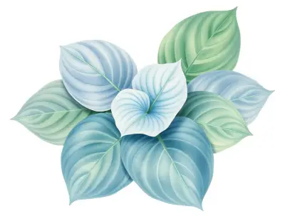 AI-generated watercolor illustration of Hosta 'Jim Wilkins' (not a photograph)