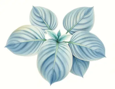 AI-generated watercolor illustration of Hosta 'Jimmy Blue Eyes' (not a photograph)