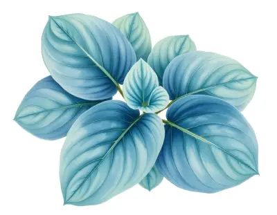 AI-generated watercolor illustration of Hosta 'Jotunheim' (not a photograph)