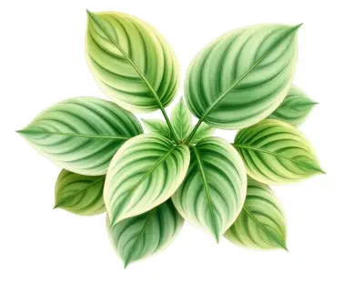 AI-generated watercolor illustration of Hosta 'Jungle Fever' (not a photograph)