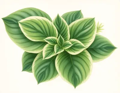 AI-generated watercolor illustration of Hosta 'Karen's Delight' (not a photograph)