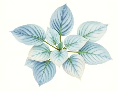 AI-generated watercolor illustration of Hosta 'Kasseler Blue' (not a photograph)