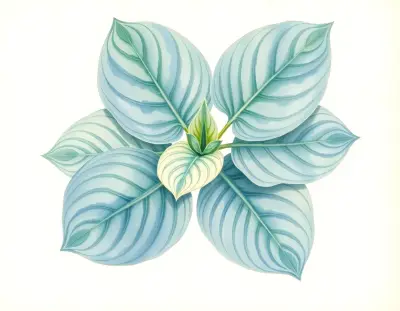 AI-generated watercolor illustration of Hosta 'Kathy-O' (not a photograph)