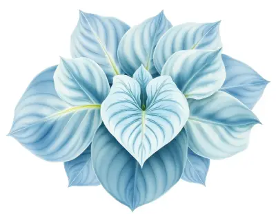 AI-generated watercolor illustration of Hosta 'Keel' (not a photograph)