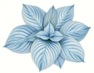 AI-generated watercolor illustration of Hosta 'Kelly' (not a photograph)