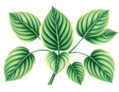 AI-generated watercolor illustration of Hosta 'Kempton Run' (not a photograph)