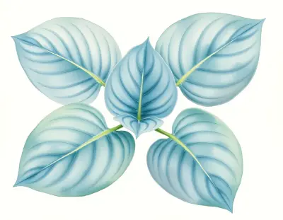 AI-generated watercolor illustration of Hosta 'Kenny Love Blue' (not a photograph)