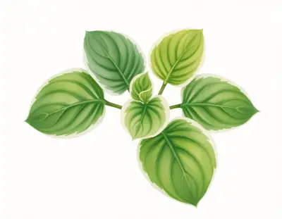 AI-generated watercolor illustration of Hosta 'Kenny's Bob' (not a photograph)