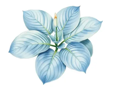 AI-generated watercolor illustration of Hosta 'Keuka Kiss' (not a photograph)