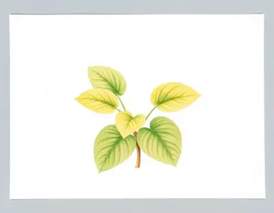 AI-generated watercolor illustration of Hosta 'Key West Sunset' (not a photograph)