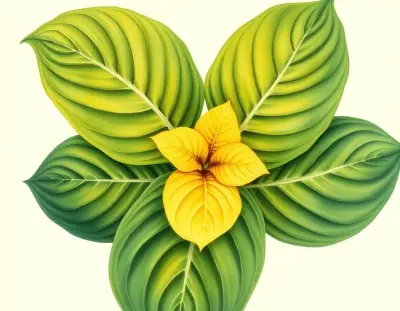 AI-generated watercolor illustration of Hosta 'Key West' (not a photograph)