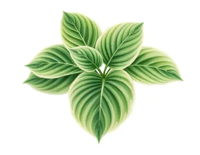 AI-generated watercolor illustration of Hosta 'Kifukurin Hyuga' (not a photograph)