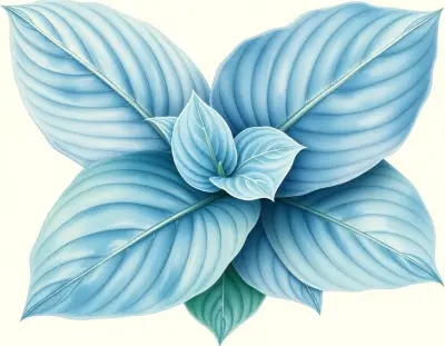 AI-generated watercolor illustration of Hosta 'Kind of Blue' (not a photograph)