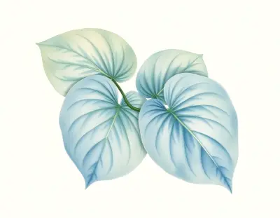 AI-generated watercolor illustration of Hosta 'King David' (not a photograph)