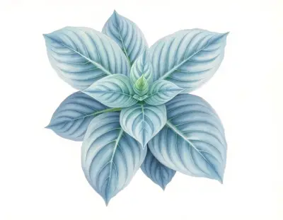 AI-generated watercolor illustration of Hosta 'King of the Hill' (not a photograph)