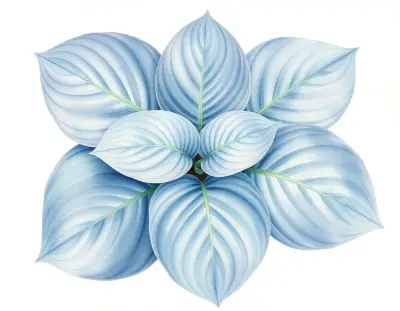 AI-generated watercolor illustration of Hosta 'Kit Kat' (not a photograph)
