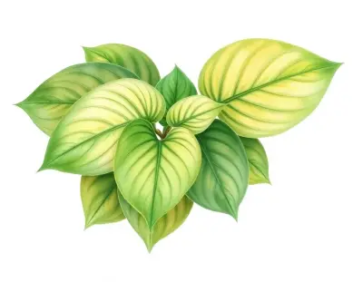 AI-generated watercolor illustration of Hosta 'Kiwi Emerald' (not a photograph)