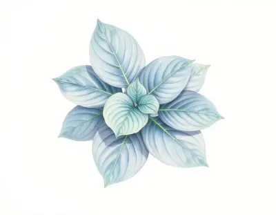 AI-generated watercolor illustration of Hosta 'Kiwi Jordan' (not a photograph)